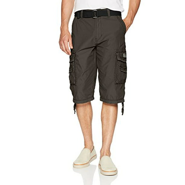 SURPLUS ARMY MENS DIVISION CARGO SHORTS COMBAT KNEE LENGTH & DELUXE BELT OLIVE